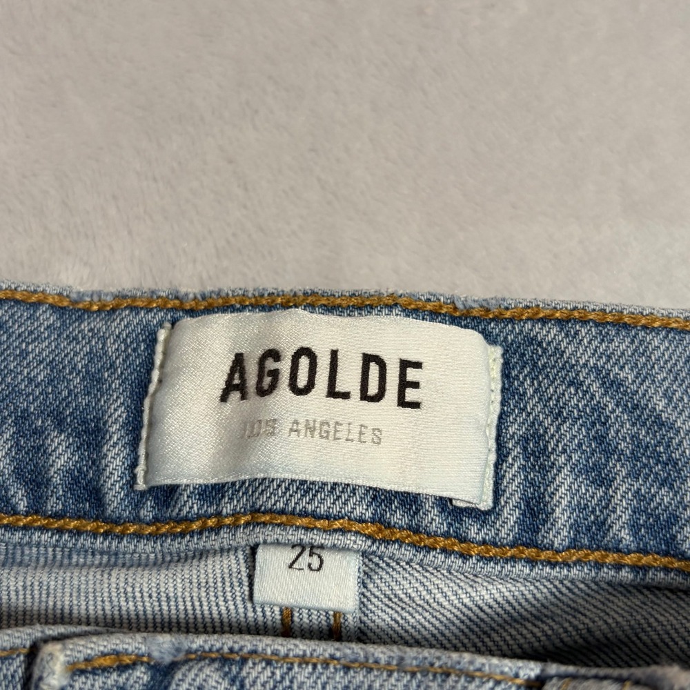 AGOLDE Los Angeles Wilder Jeans Womens 25 High Rise Straight Leg Light Wash - Picture 2 of 13